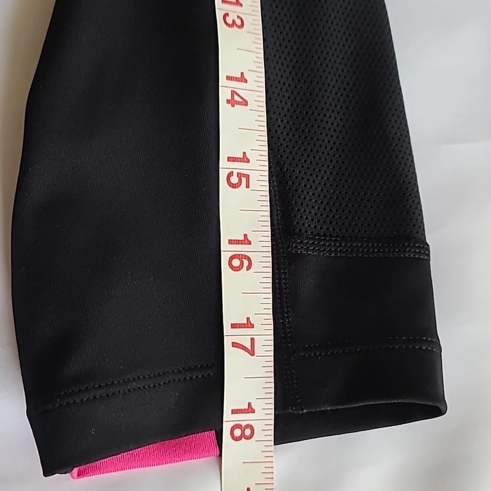 Nike Athletic Cropped Leggings Black Pink Stripe Mid Rise Stretch Medium - Picture 10 of 12